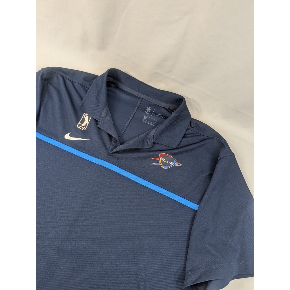 Oklahoma City Thunder Shirt Polo Mens‎ Large Blue NBA Basketball Nike Dri Fit